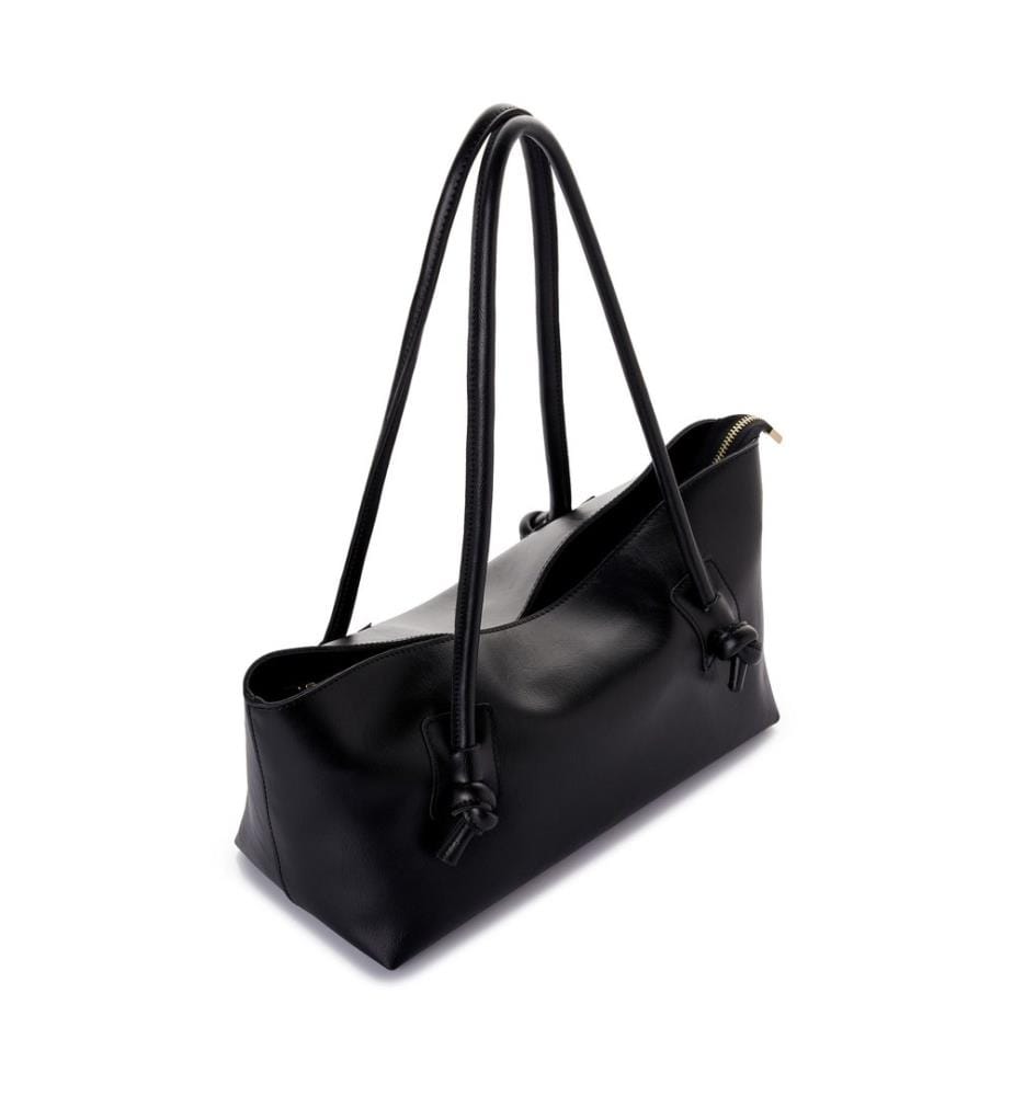 Sac bandoulière, 100 % cuir polyvinyle, noir