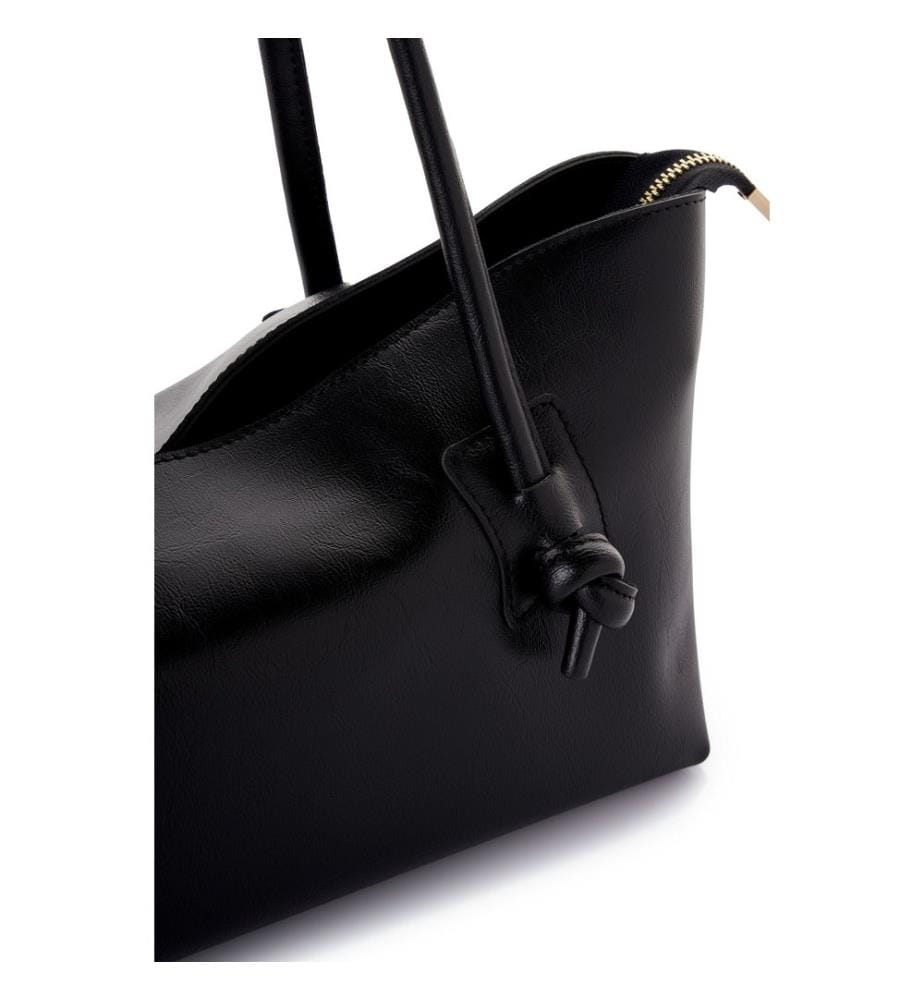 Sac bandoulière, 100 % cuir polyvinyle, noir