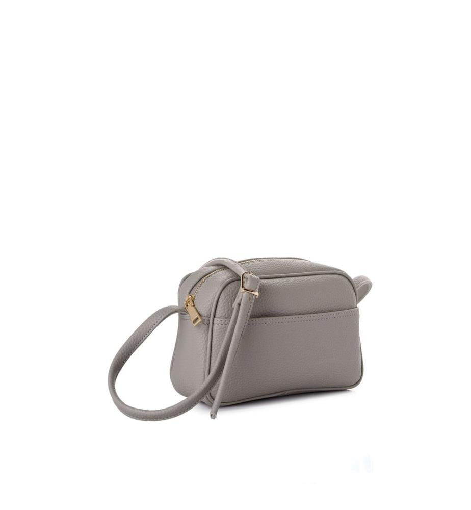 Sac bandoulière, 100 % cuir polyvinyle, gris