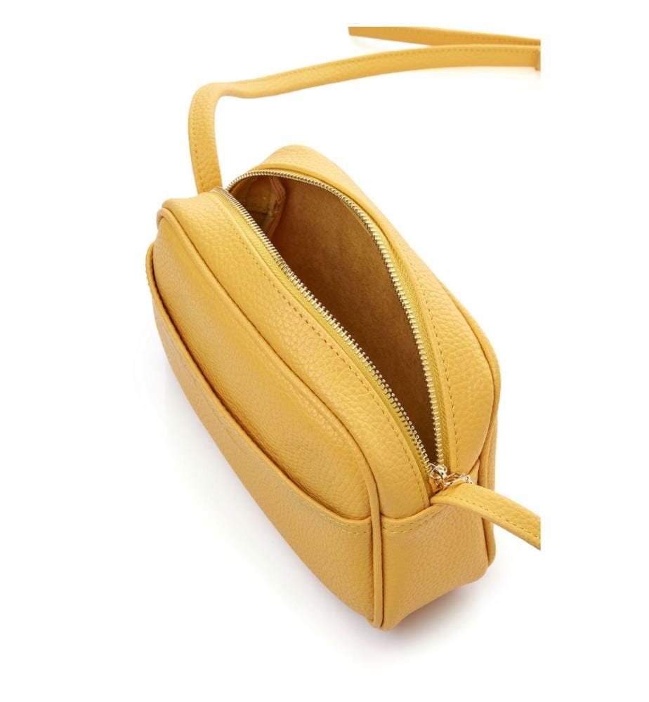Schultertasche, 100 % Polyvinylleder, Gelb