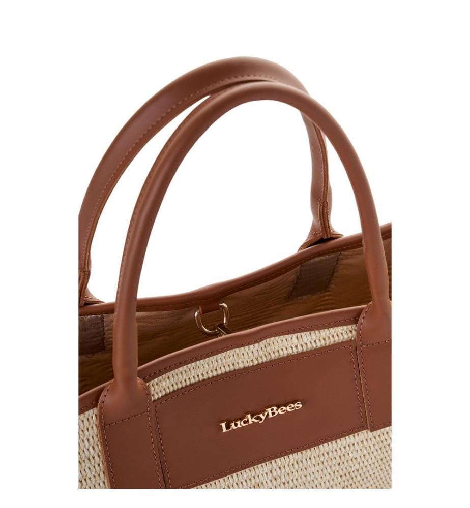 Sac à main, 100 % cuir polyvinyle, marron