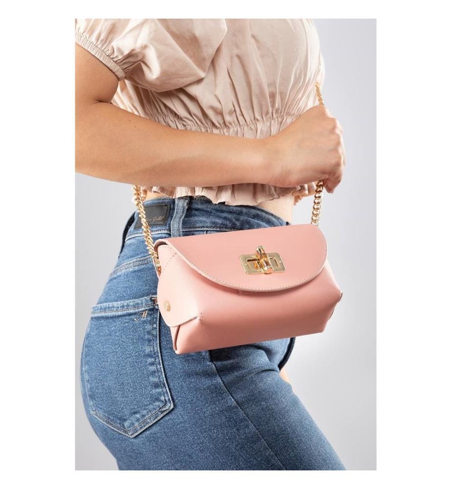 Sac bandoulière, 100 % cuir PU, couleur poudre