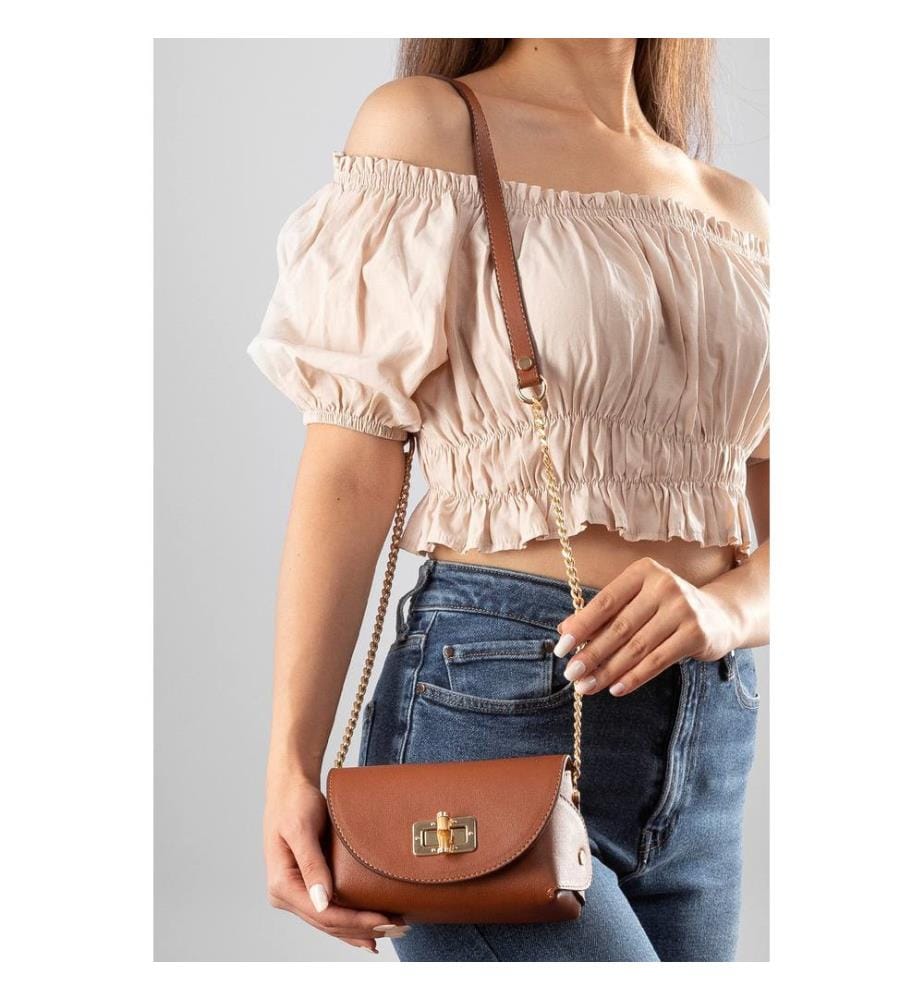 Sac bandoulière, 100 % cuir PU, beige