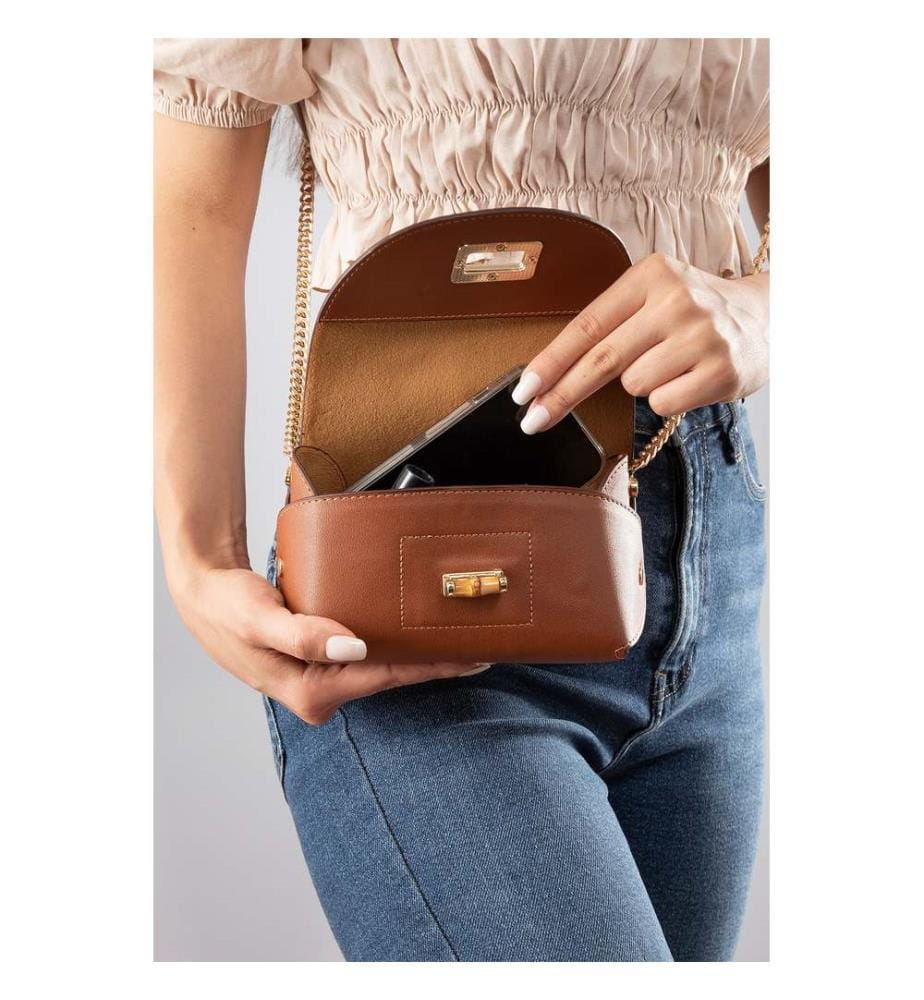 Sac bandoulière, 100 % cuir PU, beige
