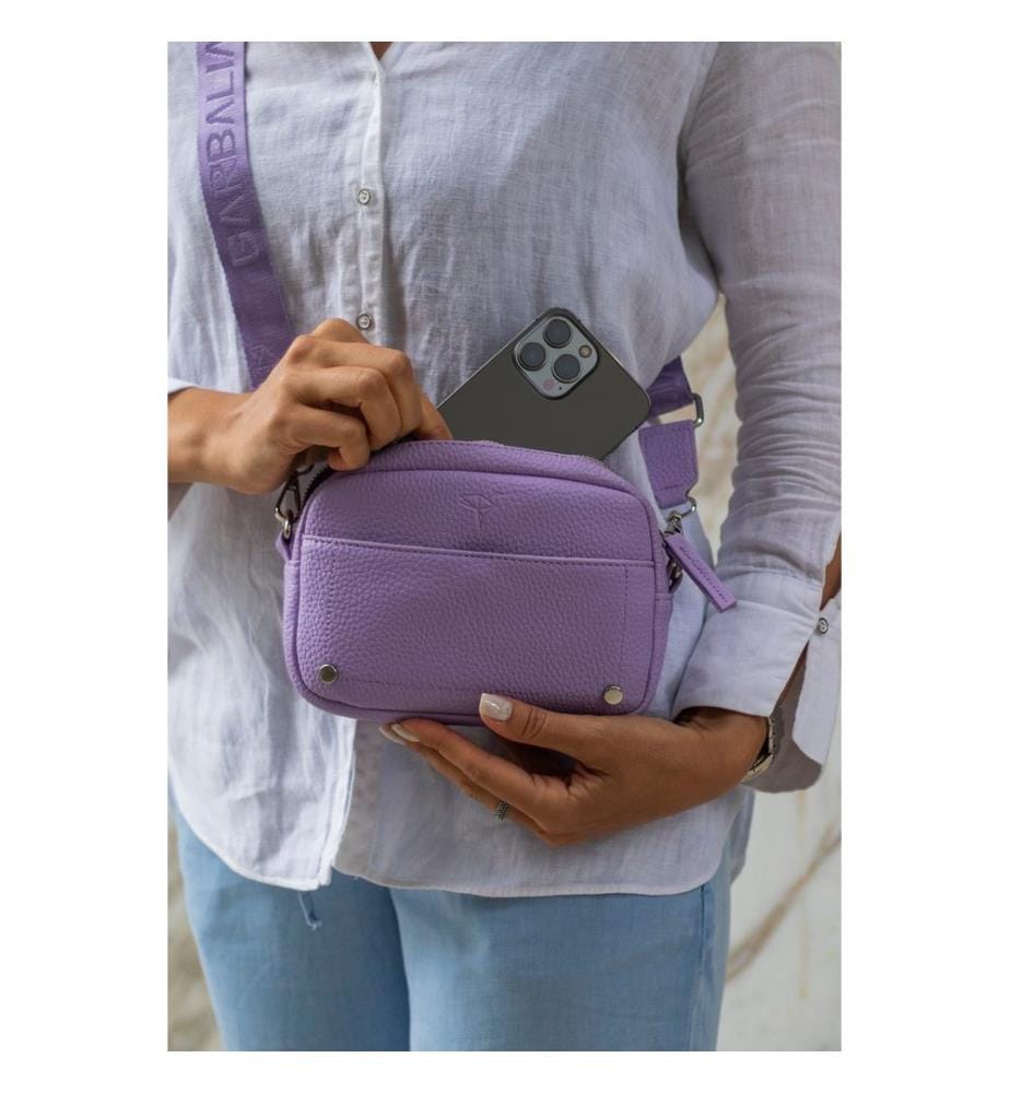 Sac bandoulière, 100 % cuir PU, lilas