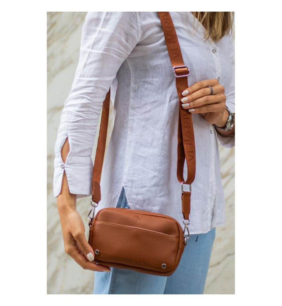 Schultertasche, 100 % PU-Leder, Hellbraun