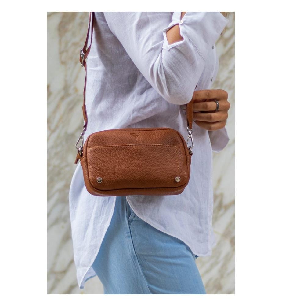 Schultertasche, 100 % PU-Leder, Hellbraun