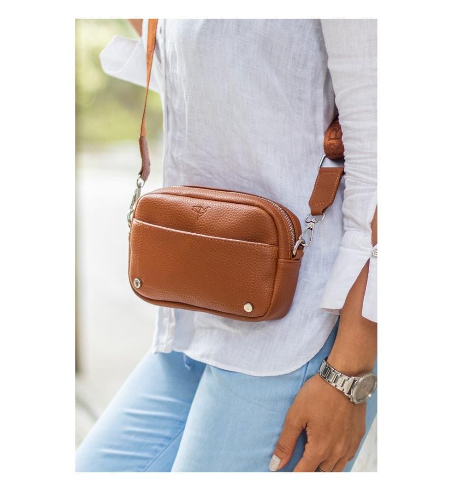 Schultertasche, 100 % PU-Leder, Hellbraun