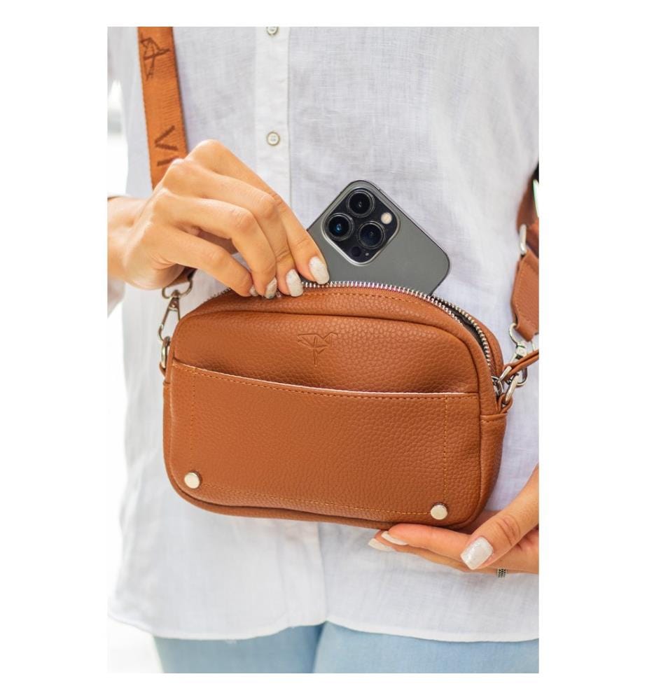 Schultertasche, 100 % PU-Leder, Hellbraun