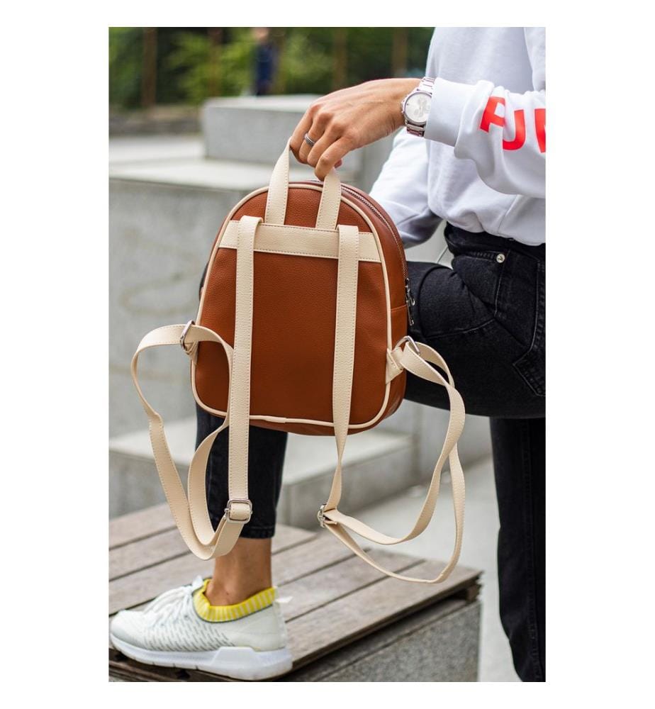 Sac à dos, 100 % cuir PU, beige