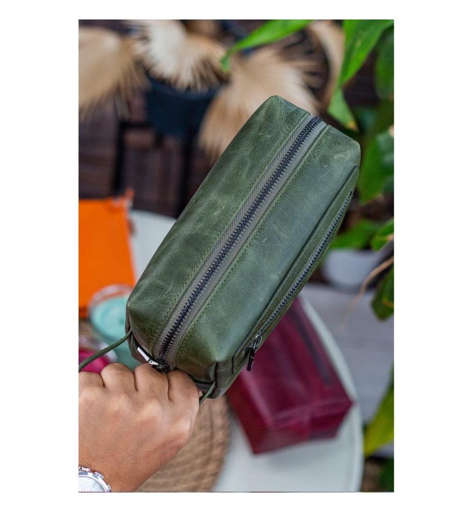 Sac à main, 100 % cuir véritable, vert