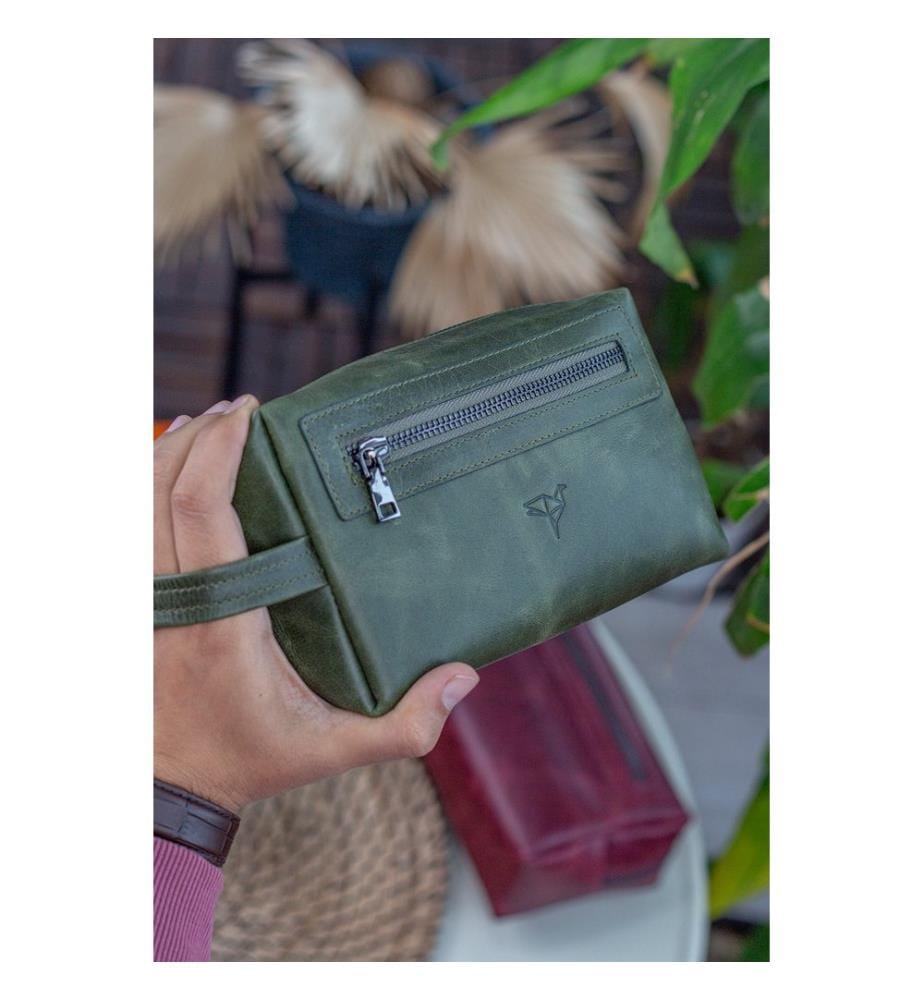 Sac à main, 100 % cuir véritable, vert