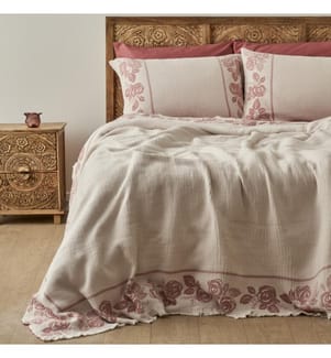 Double jacquard bedspread Rose 240x260 cm - Cream