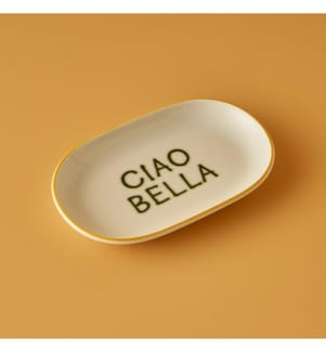 Line oval serving plate 18x11 cm - Yellow