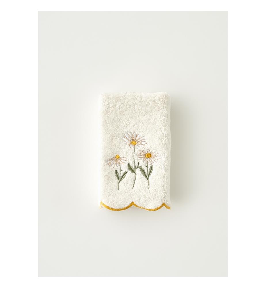 Daisy embroidered towel - Beige