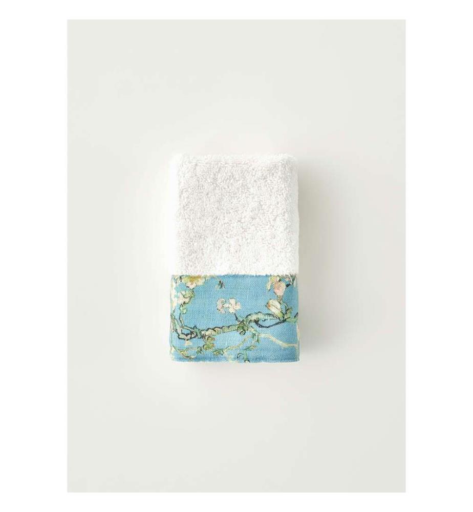 Hand towel with printed edge 30 x 50 cm - Turquoise