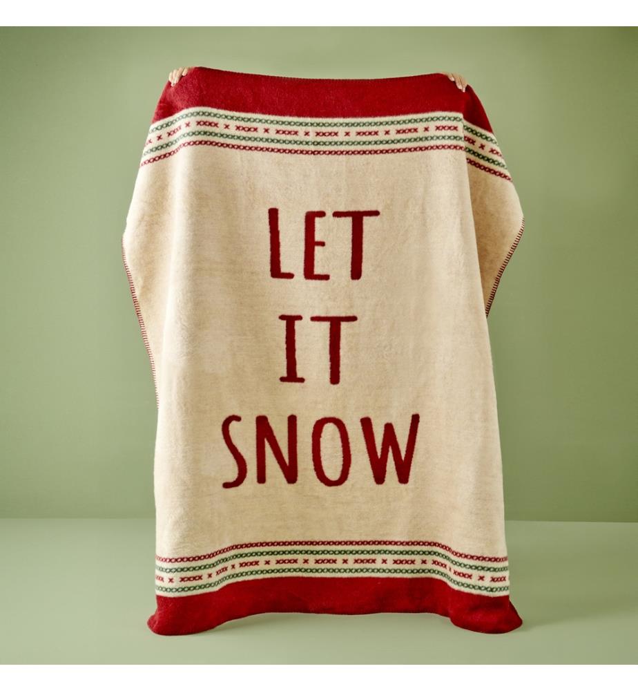Let It Snow TV blanket 130x170 cm - Red and green
