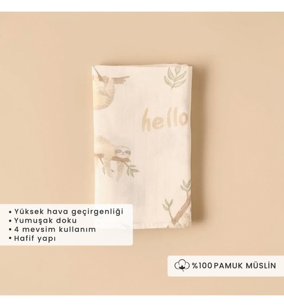 Sloth muslin 90x100 cm - Beige
