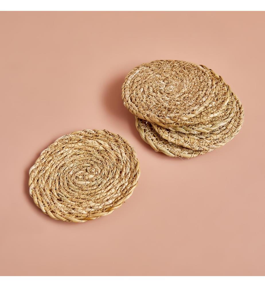 Rafe coasters 6 pieces 10 cm - Natural