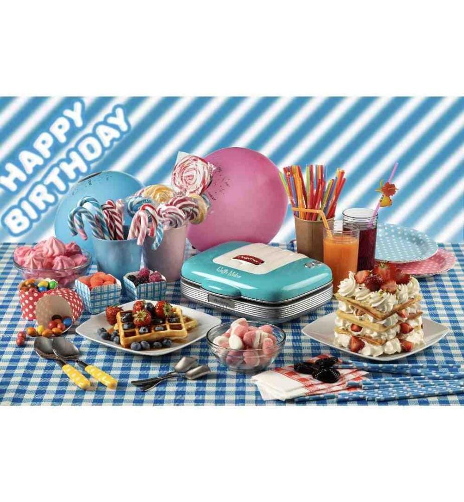 Waffeleisen - Party Time - Blau 2 Antihaft-Platten