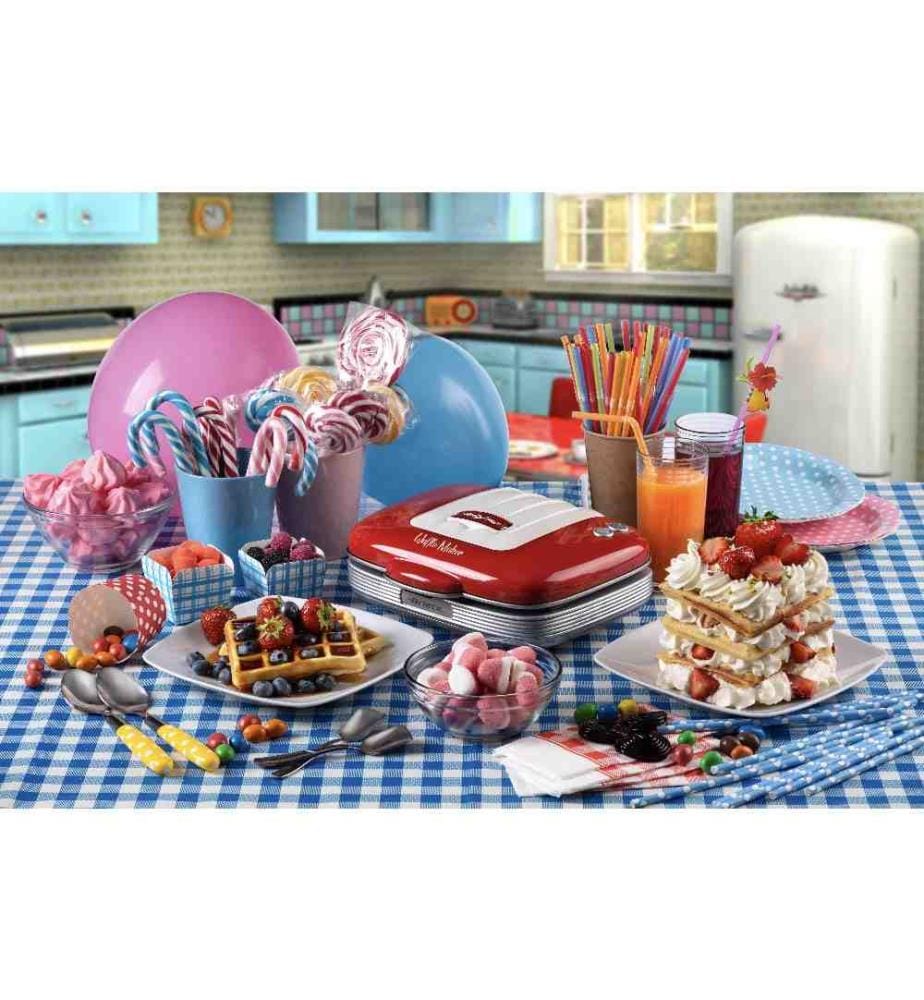 Ferro per waffle - Party Time - Rosso 2 piastre antiaderenti