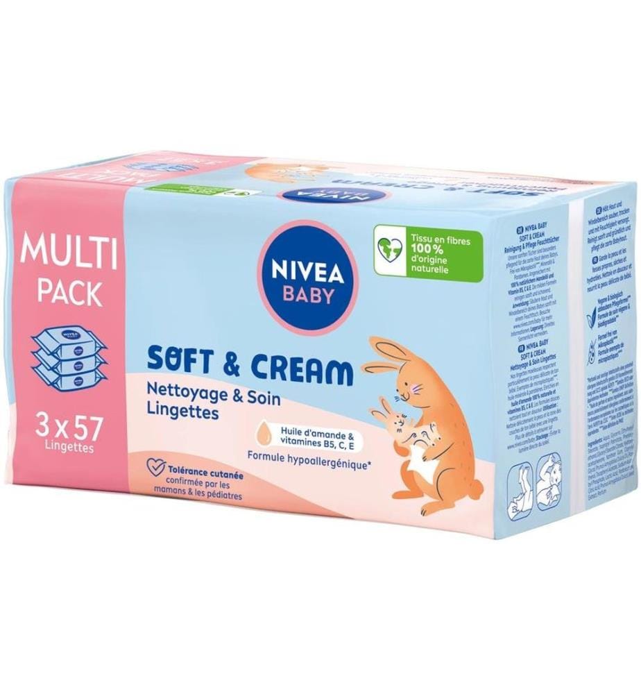 NIVEA BABY Feuchttücher Soft & Cream Trio 3 x 57 Stk.