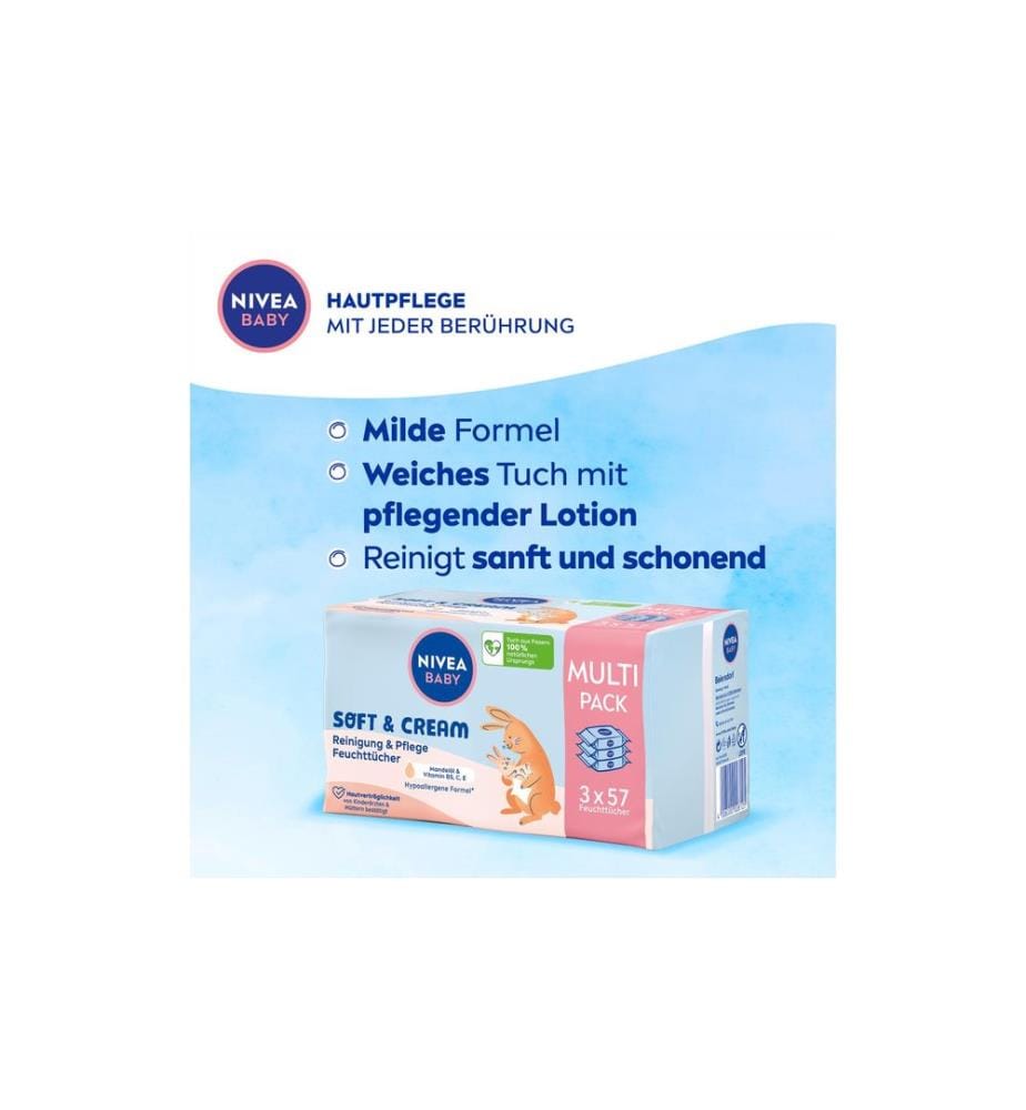 NIVEA BABY Feuchttücher Soft & Cream Trio 3 x 57 Stk.