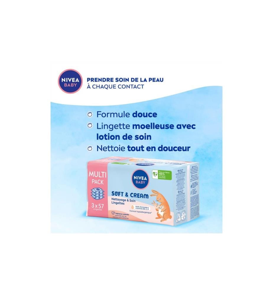 NIVEA BABY Feuchttücher Soft & Cream Trio 3 x 57 Stk.