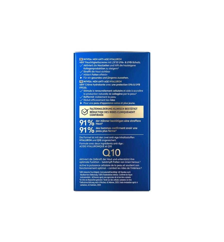NIVEA MEN Crème Hydratante Anti-Age Hyaluron FPS 30 50 ml