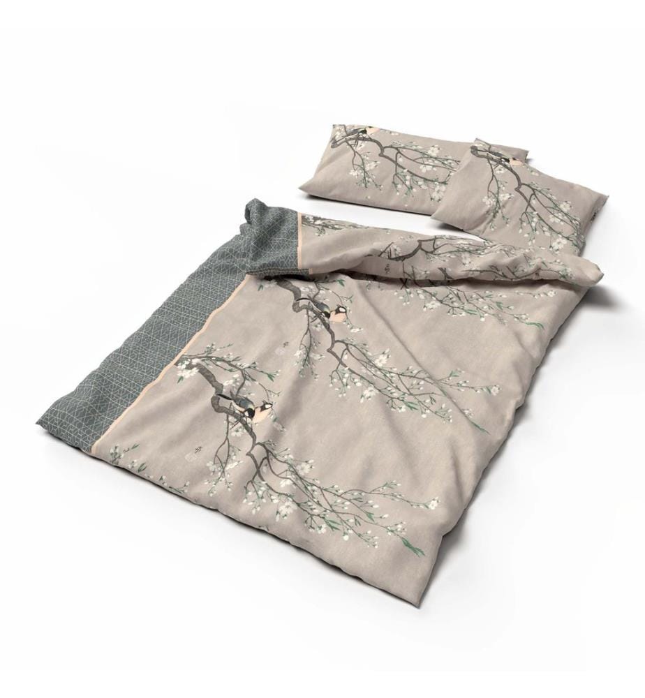 Parure de lit en bambou « Birds spring » - 160 x 240 cm