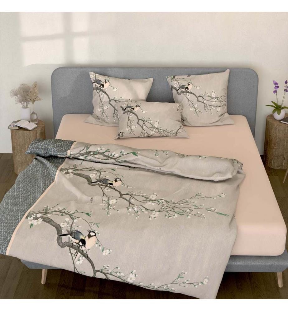 Parure de lit en bambou « Birds spring » - 160 x 240 cm