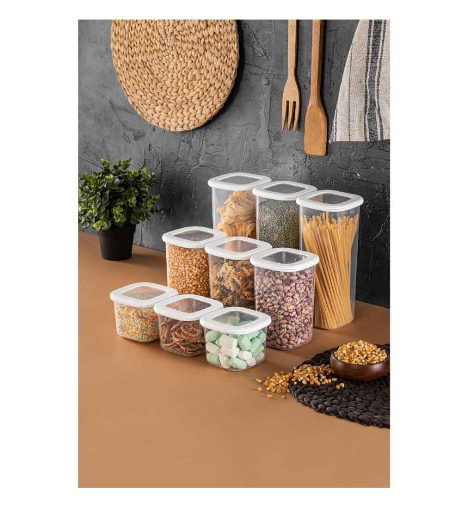 Set di contenitori (9 pezzi) - Bianco
