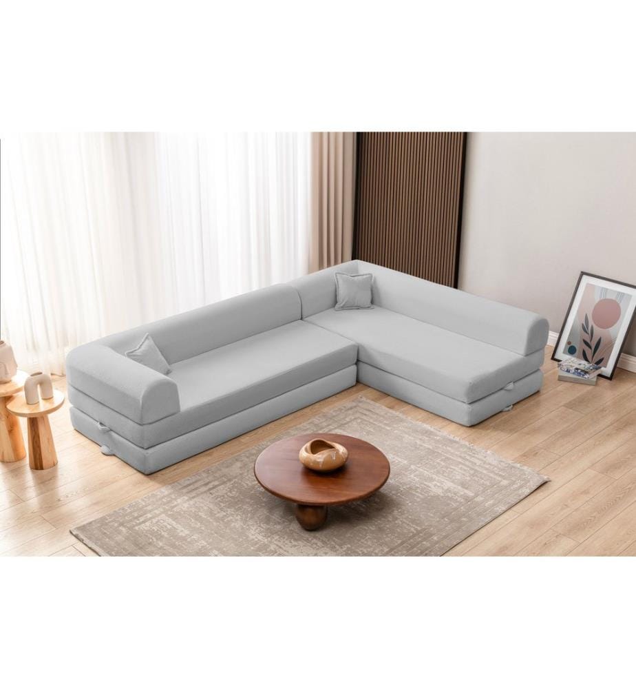 Canapé-lit d'angle Legom Eco - Gris Clair