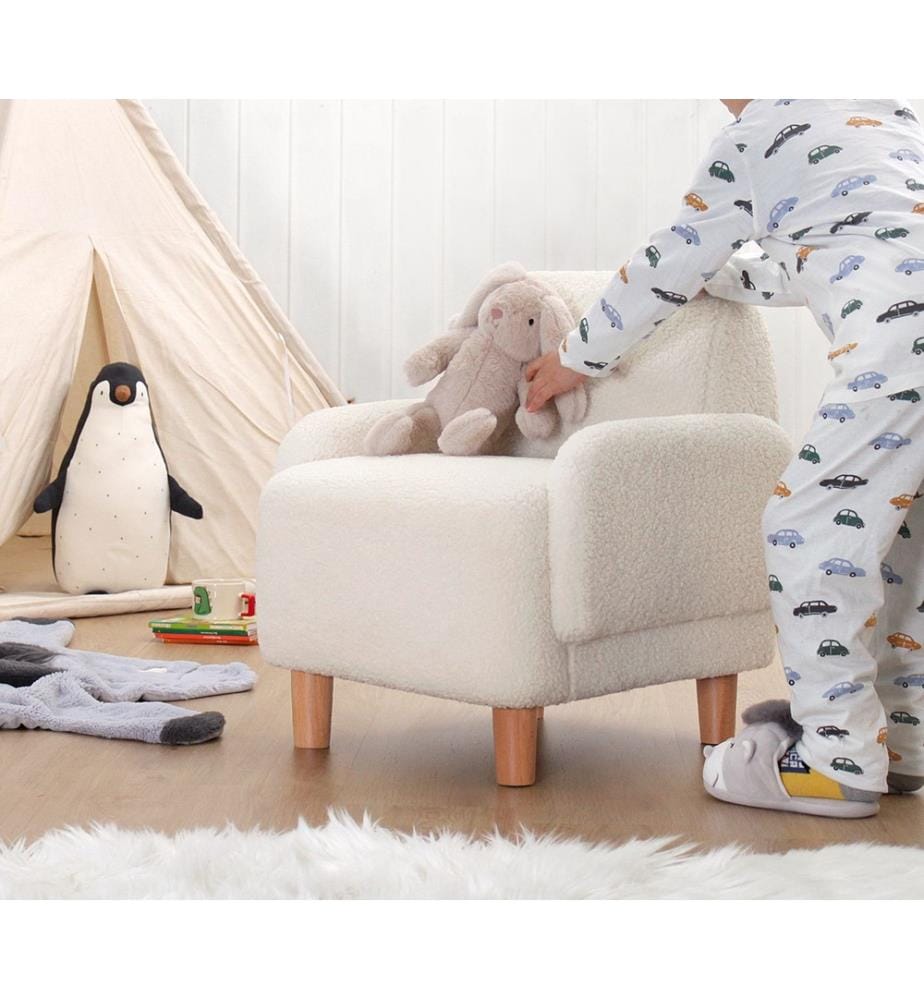 Chaise Wing pour enfant Cobie Teddy - Blanc