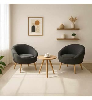 Ensemble 3 pièces chaise Wing et table d'appoint Cay Seti - Anthracite
