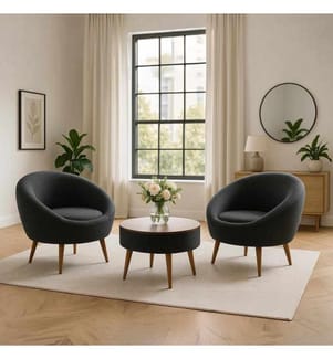 Ensemble 3 pièces chaise Wing et table basse Lida - Anthracite