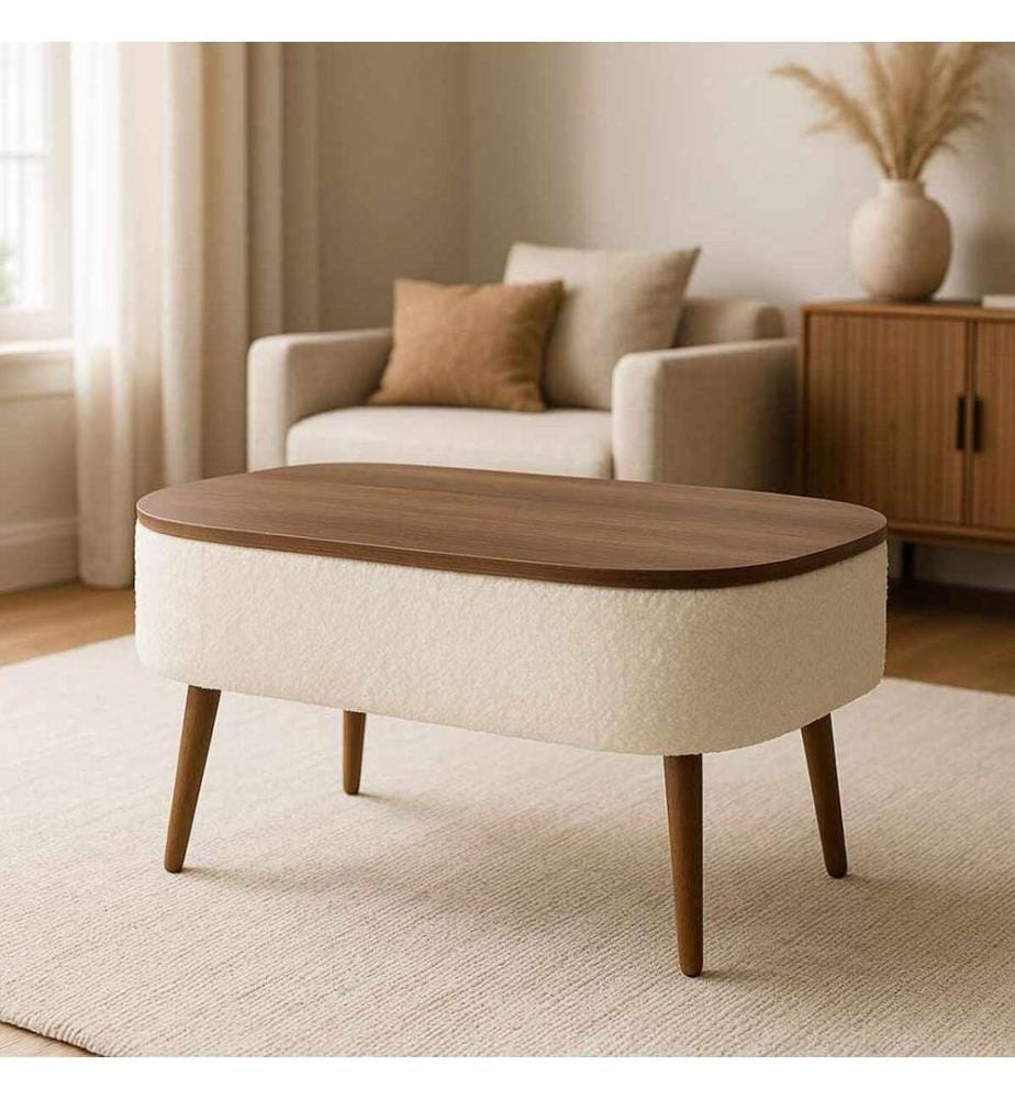 Table basse Noya - Blanc et Noyer