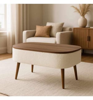 Table basse Noya - Blanc et Noyer