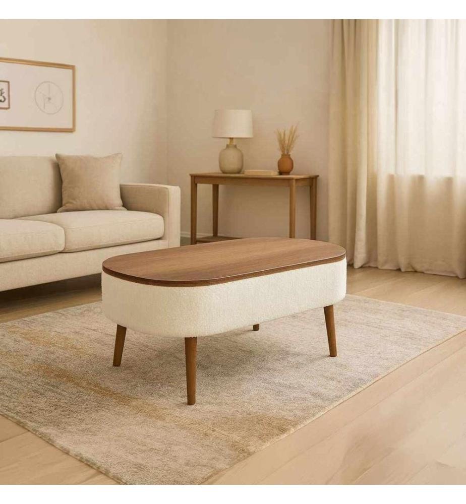 Table basse Noya - Blanc et Noyer