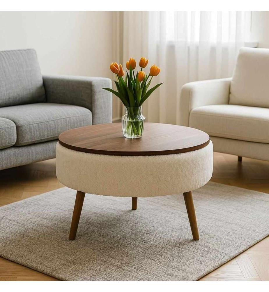 Table basse Noya - Blanc et Noyer
