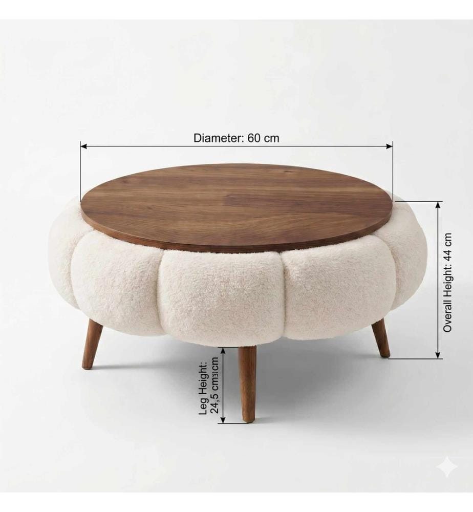 Table basse Papatya - Blanc et Noyer