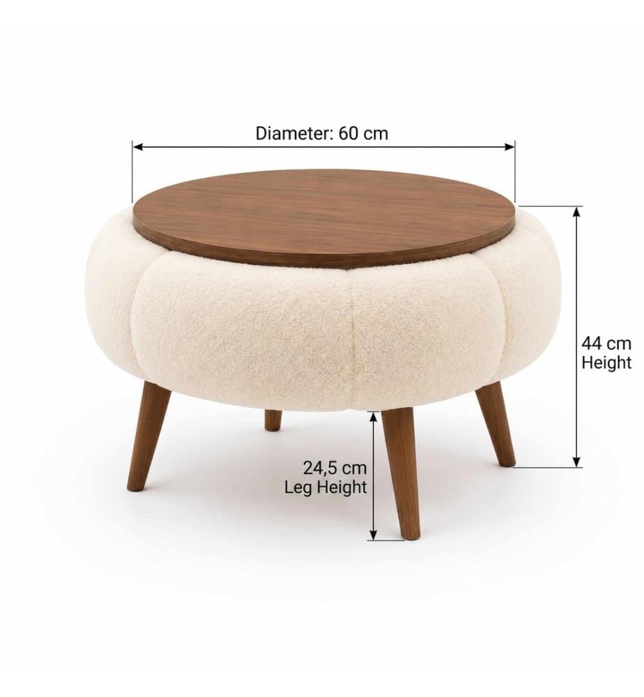 Table basse Papatya - Crème et Noyer