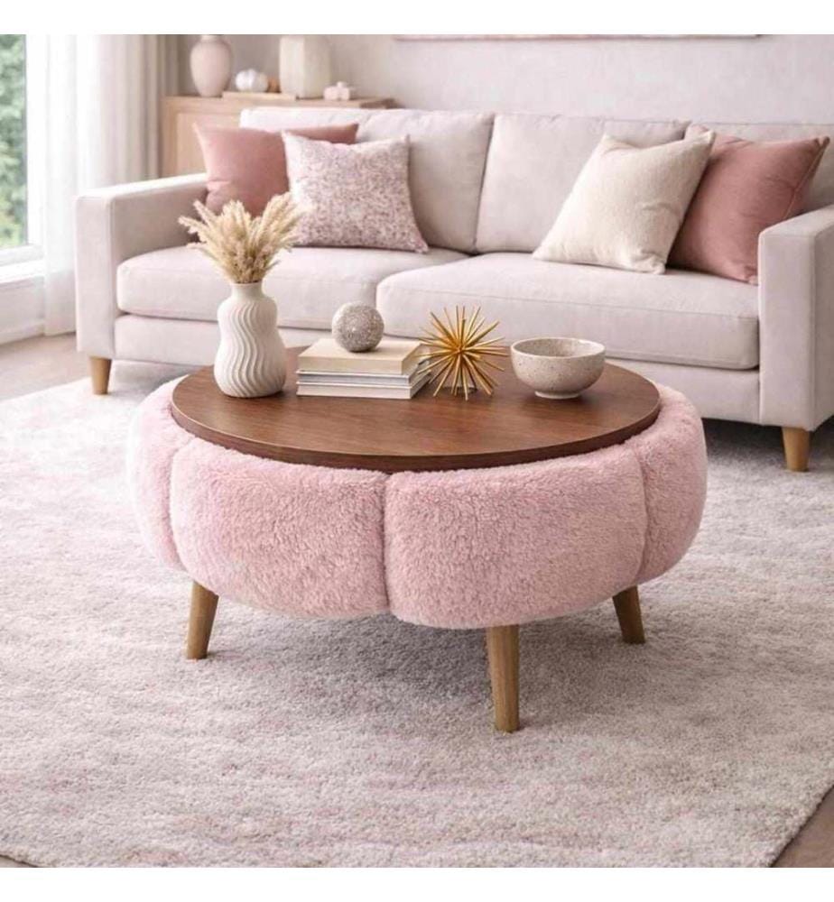 Table basse Papatya - Rose et Noyer