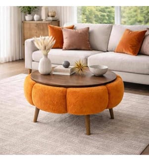 Table basse Papatya - Orange et Noyer