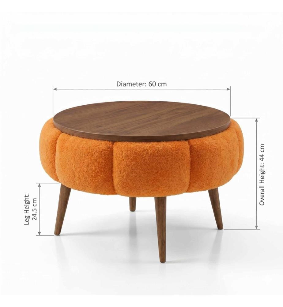 Table basse Papatya - Orange et Noyer