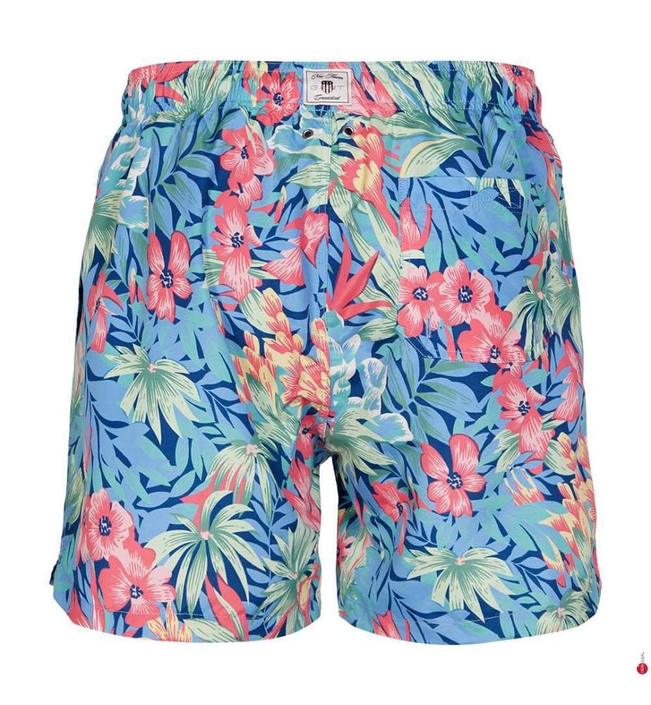Badeshorts mit Blumendruck - Deep Cobalt