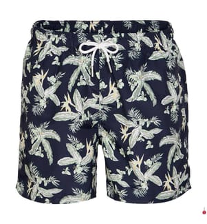 Badeshorts mit tropischen Blättern bedruckt - nachtblau