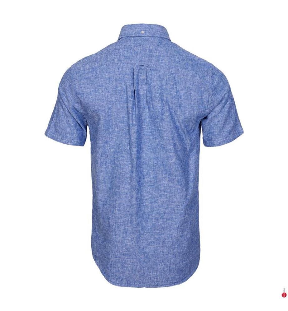 Regular Fit Hemd aus Baumwolle Leinen - Reiches Blau