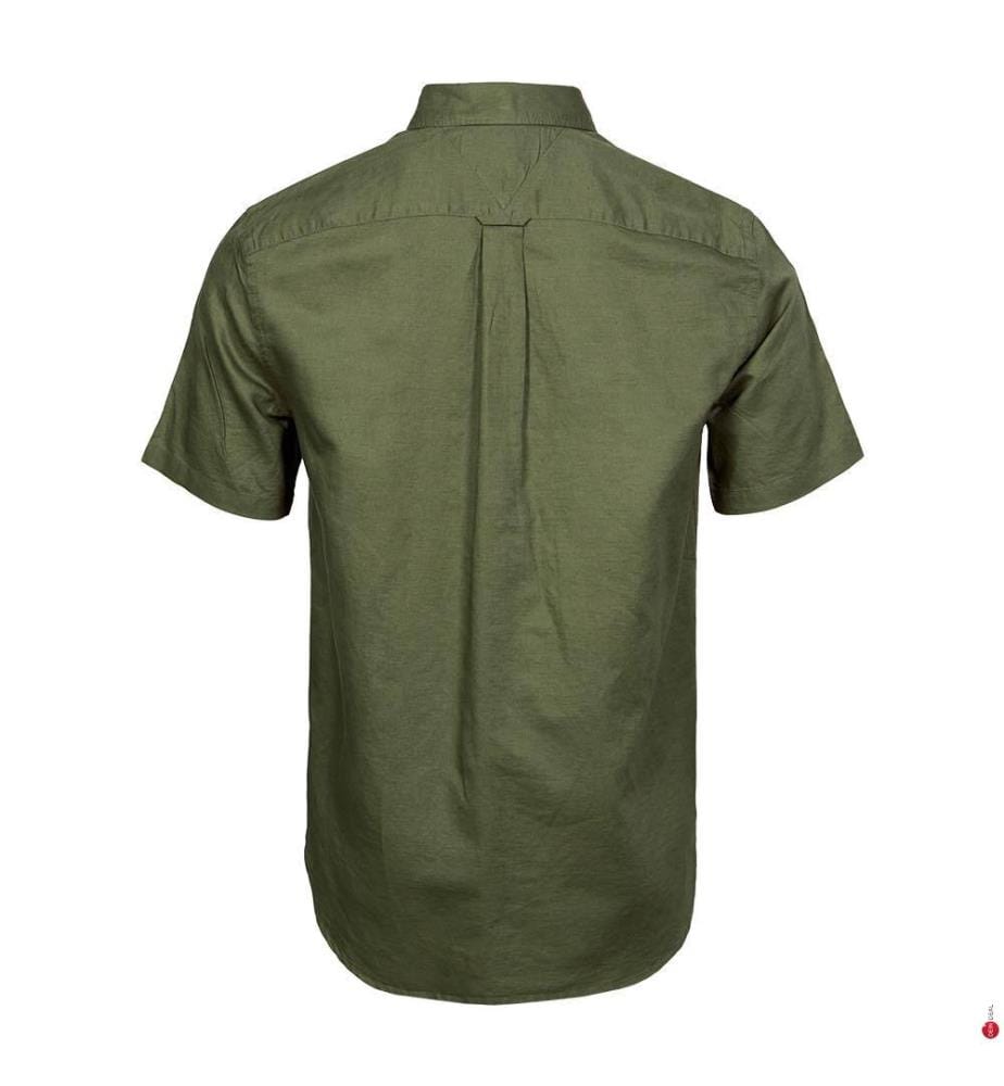 Unifarbenes Hemd aus Leinenmischung - Battle Green
