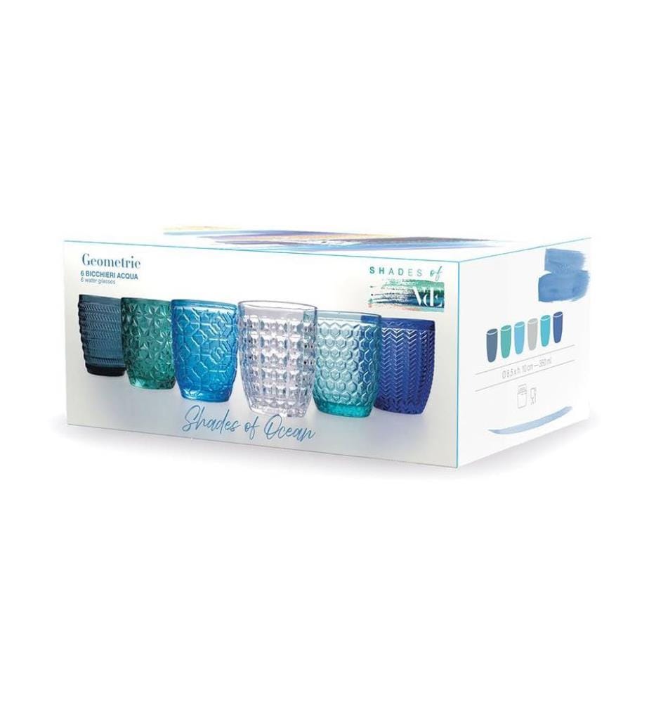 6er-Set Bechern Geometrien - Blau
